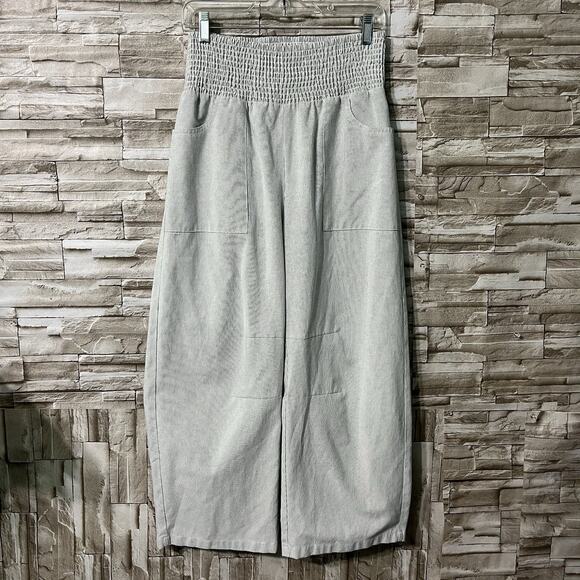 Flamingals Pants - Flamingals Pants Elastic Waist Pull On Leg Striped Pants Size Large Pockets